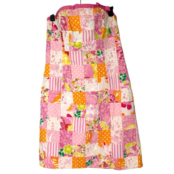 Lilly Pulitzer Vintage White Label Patchwork Pink Lace Strapless Sheath Dress 8 - Picture 1 of 5